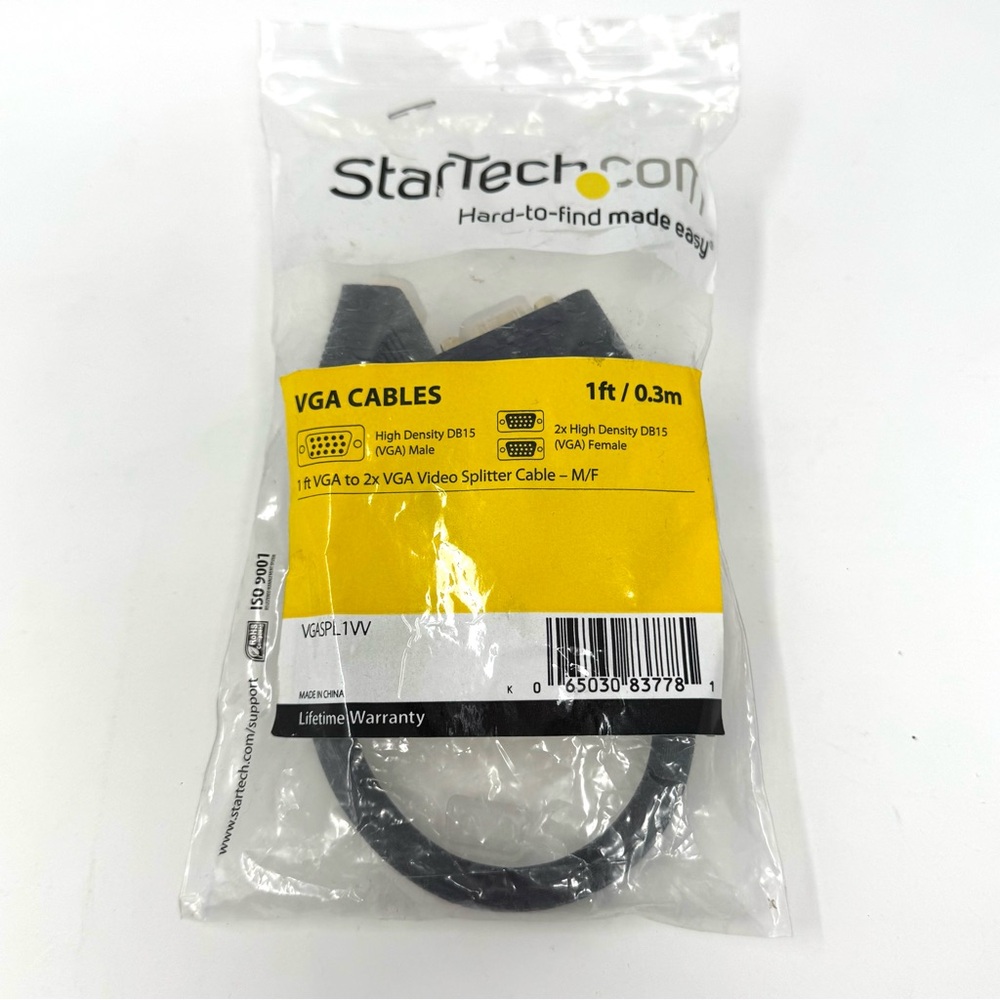 1 ft VGA to 2x VGA Video Splitter Cable (VGASPL1VV) NEW